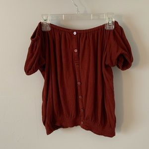 AEROPOSTALE Maroon Off-the-Shoulder Top